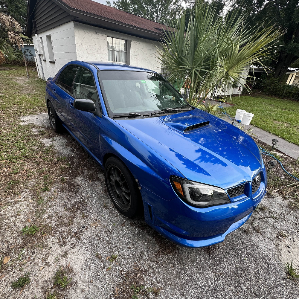 Blue Subaru WRX after receiving Xpress Detail Package